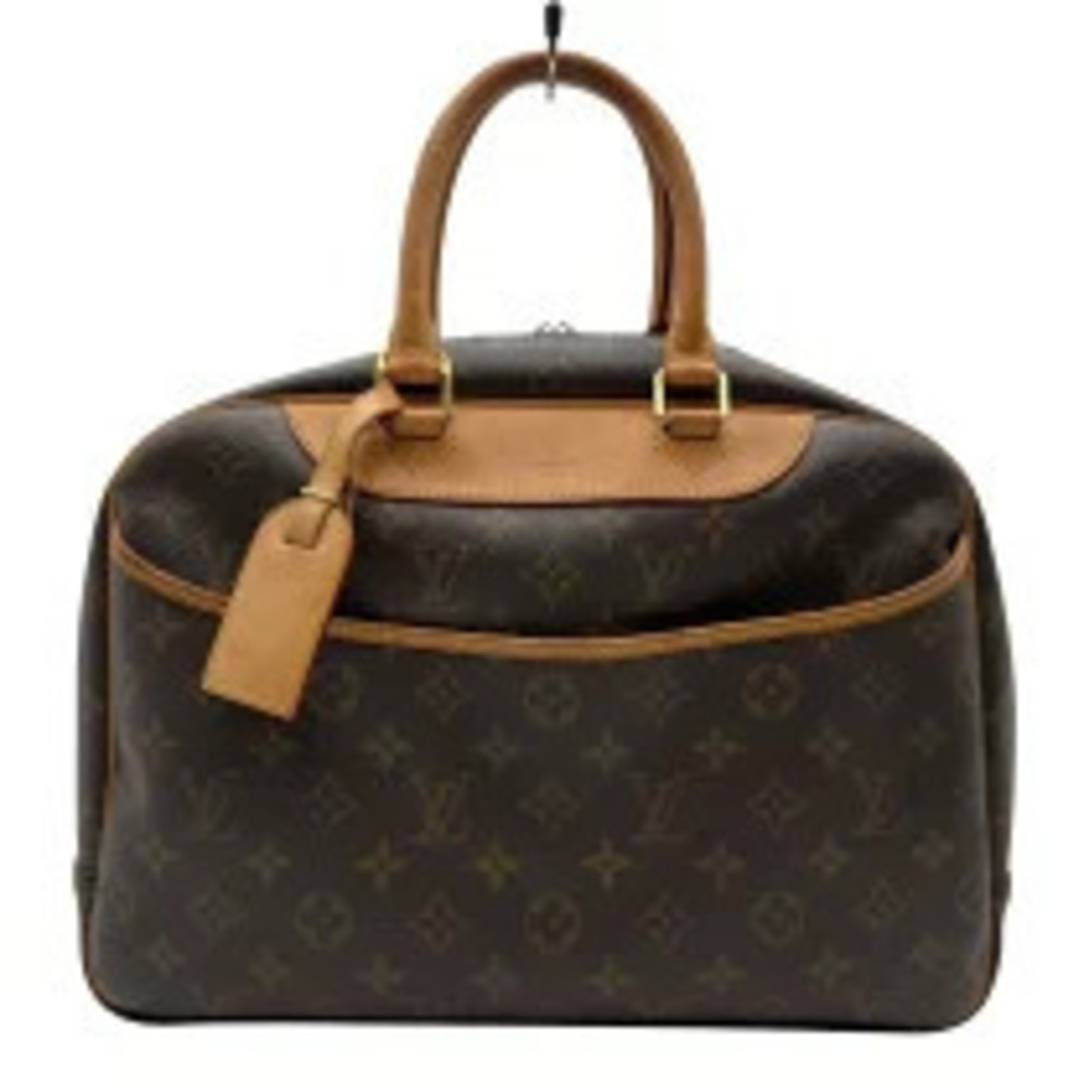 Louis Vuitton Deauville Monogram Leather Top Handle Bag Brown